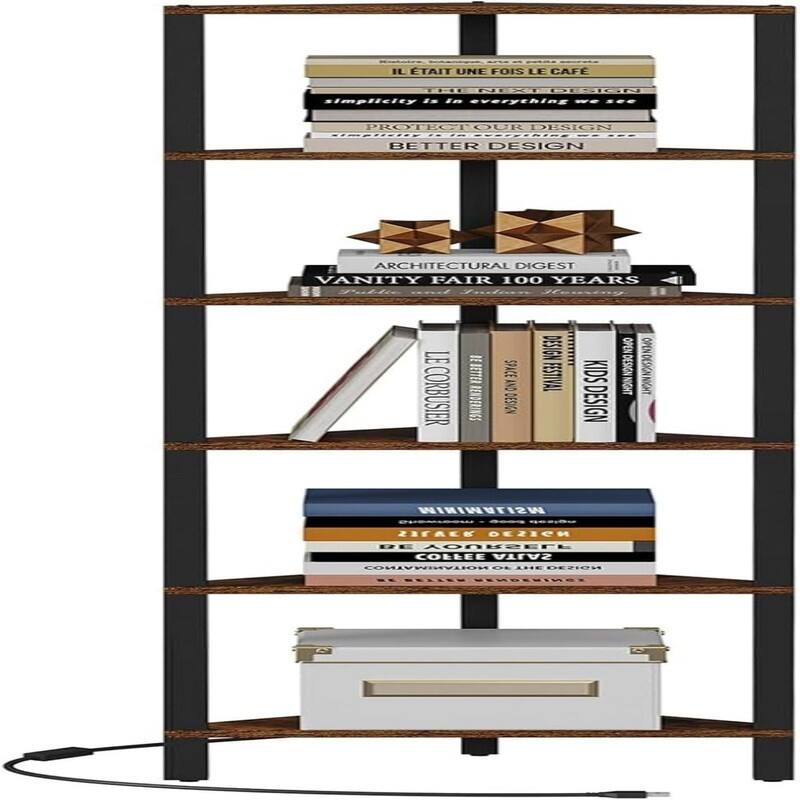 6-Tier Corner Bookshelf with LED Light