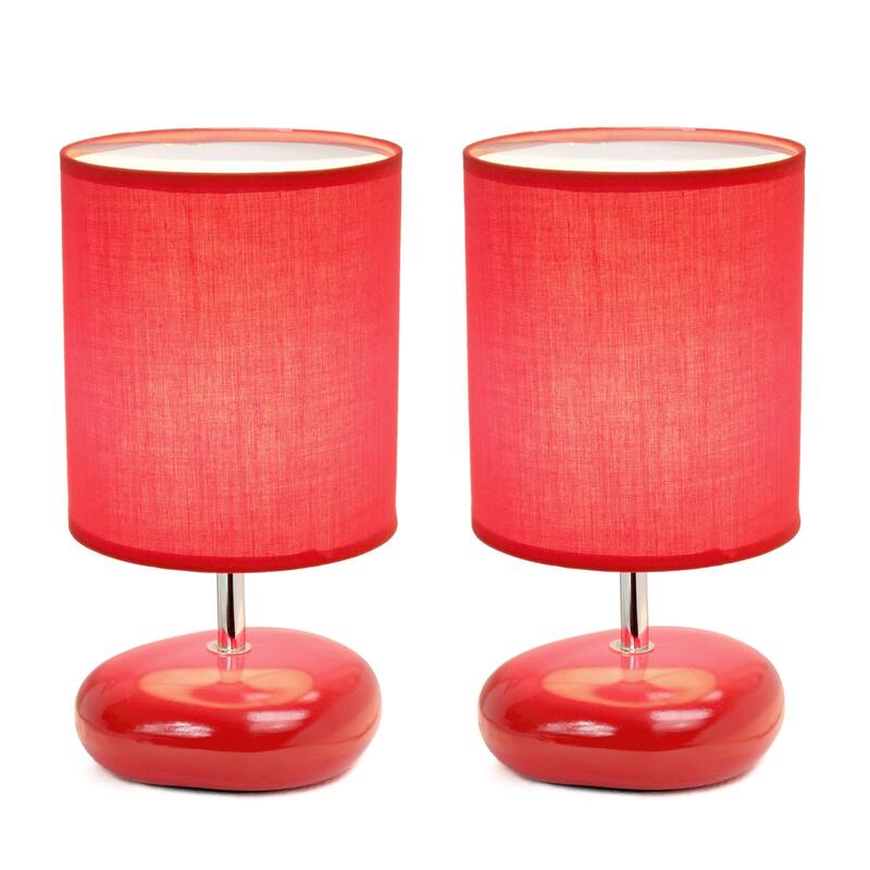 10.24 in. Red Finish Table Lamp with Red Shade, Sturdy Table Lamp for Living Rooms and Bedrooms, Set of 2