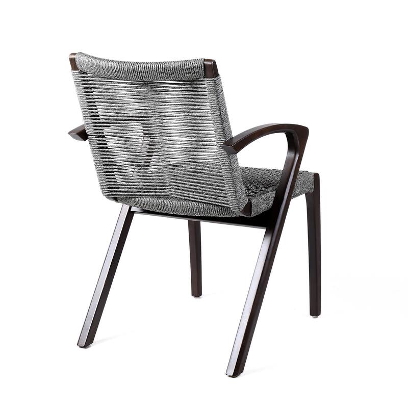 Nabila Solid Eucalyptus Wood & Rope Woven Indoor Outdoor Dining Chairs - Set of 2
