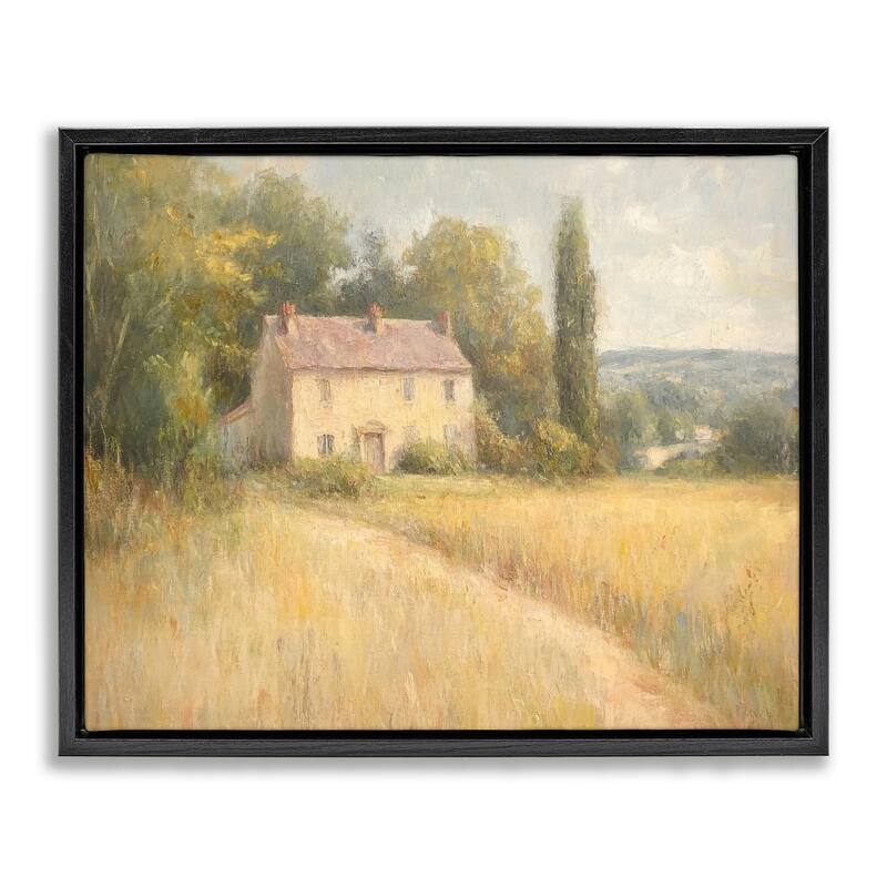 Stupell Hide Away Cottage House Framed Floater Canvas Wall Art Design By Petal Prints Design - 21 x 17 - Black