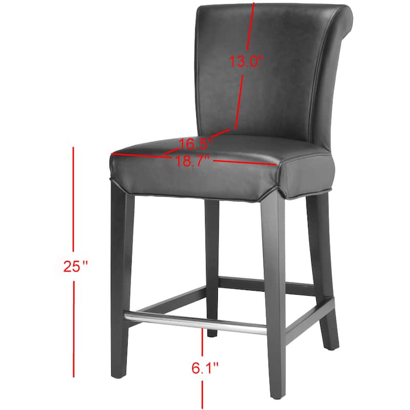 SAFAVIEH Jenelle Black Faux Leather 23-inch Counter Stool - 18.7" W x 23" D x 36.4" H - 19Wx23Dx36H