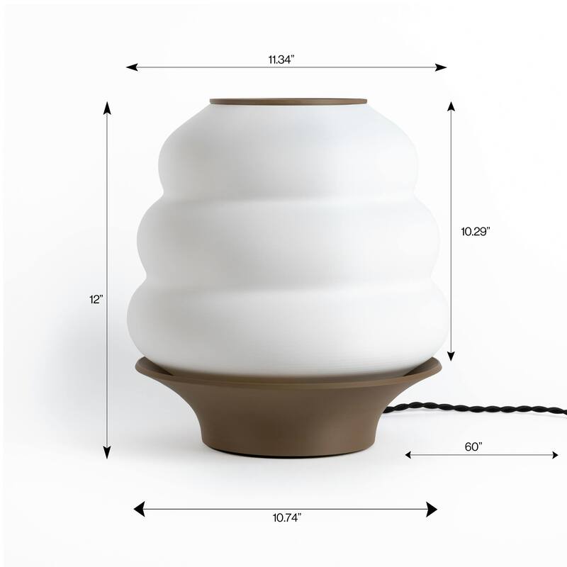 Honey Pot 12" Minimalist Classic Plant-Based PLA 3D Printed Dimmable LED Table Lamp, by JONATHAN Y