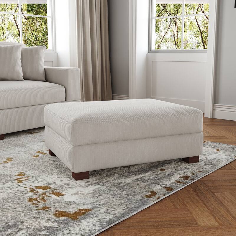 Modern Rectangle Oversized Stripe Corduroy Ottoman