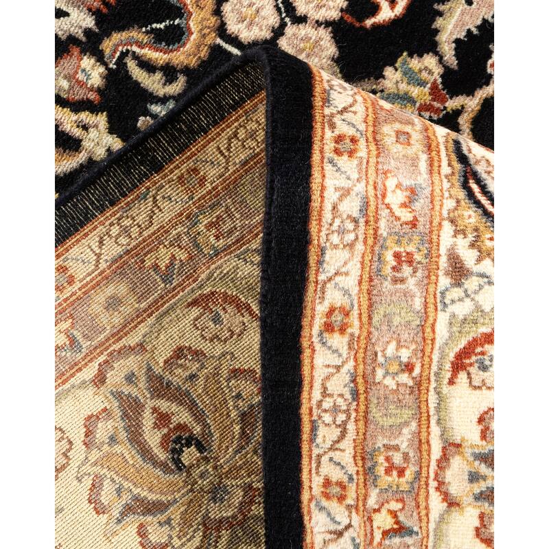 Overton Hand Knotted Wool Traditional Oriental Black Area Rug - 6' x 9'