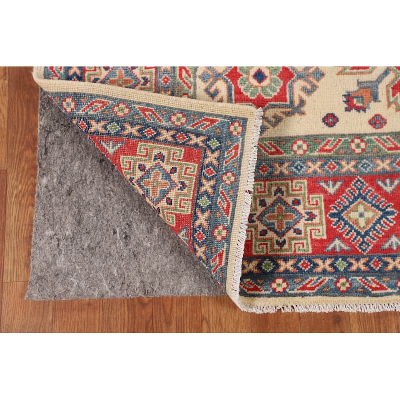 Kazak Oriental Area Rug Handmade Traditional Beige Wool Carpet - 5'0" x 6'6"