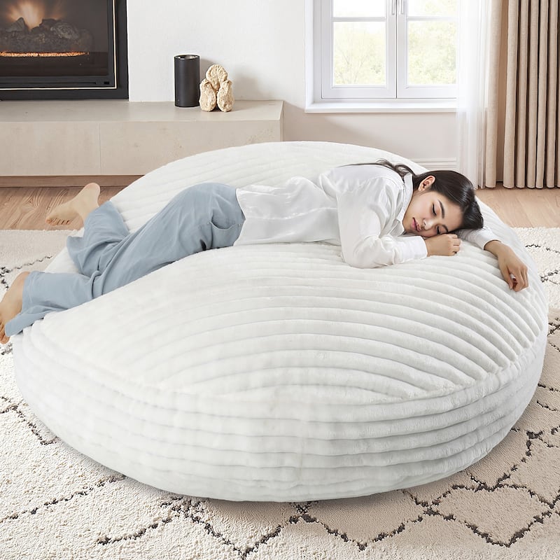 5-foot Round Plush Corduroy Convertible Bean Bag Chair Lounge