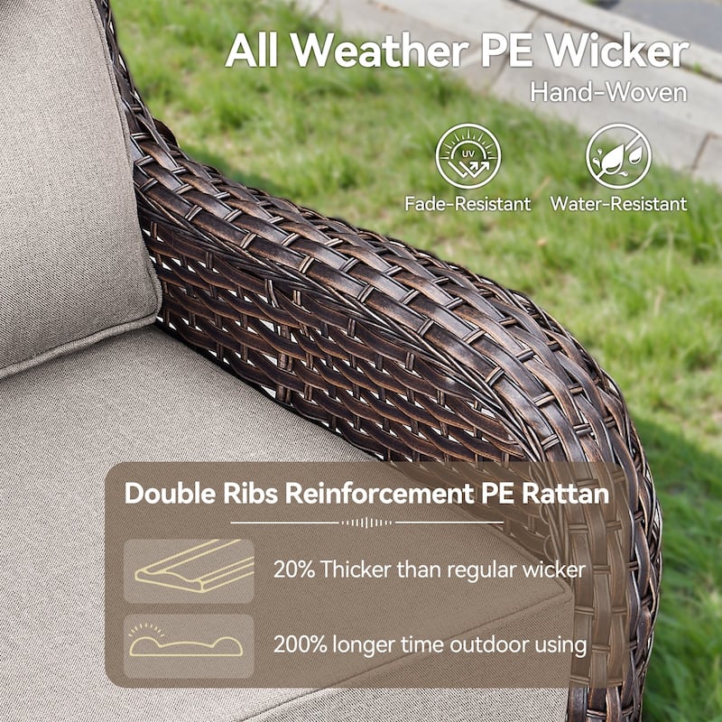 Pocassy Outdoor 6" Swivel Chairs with Fire Pit Table