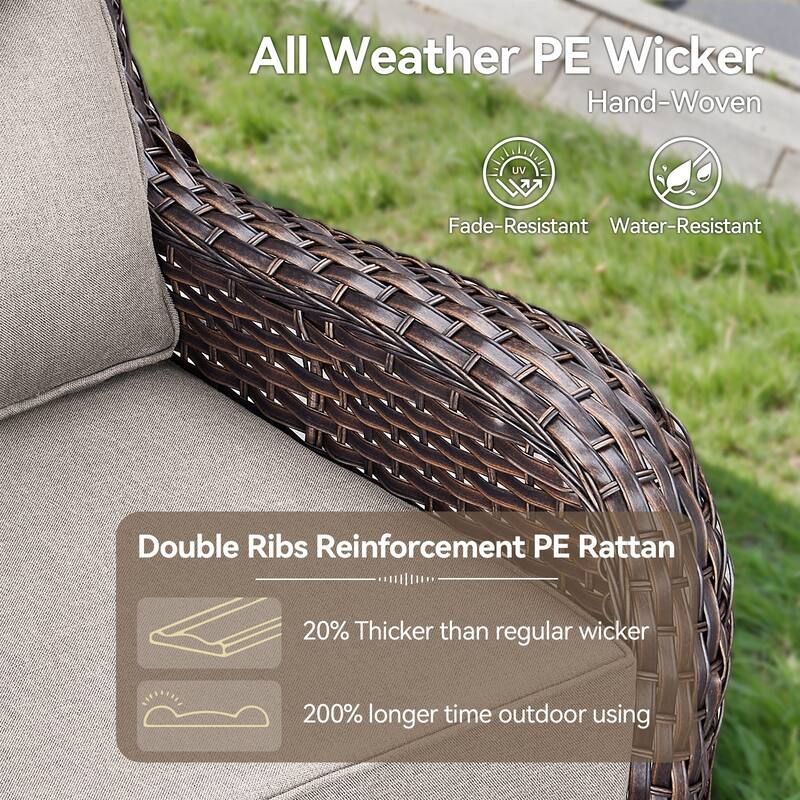 Pocassy Outdoor 6 Inch Sofa Swivel Chairs with Fire Table Set