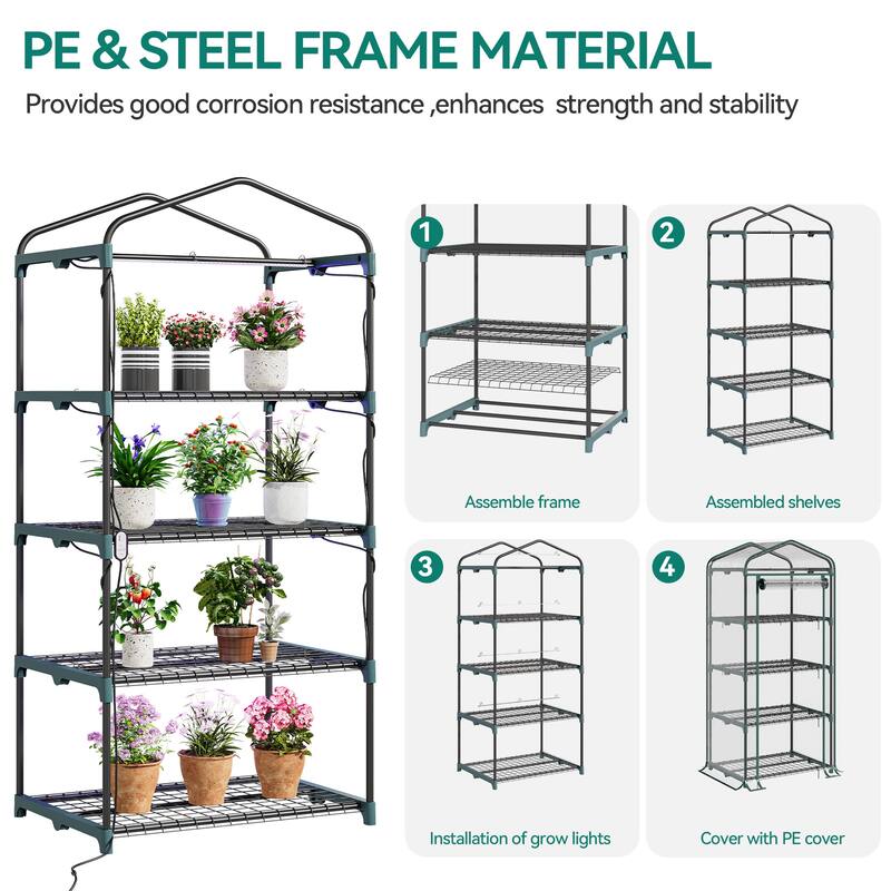 Moasis Growing Rack, Mini Greenhouse with Lights