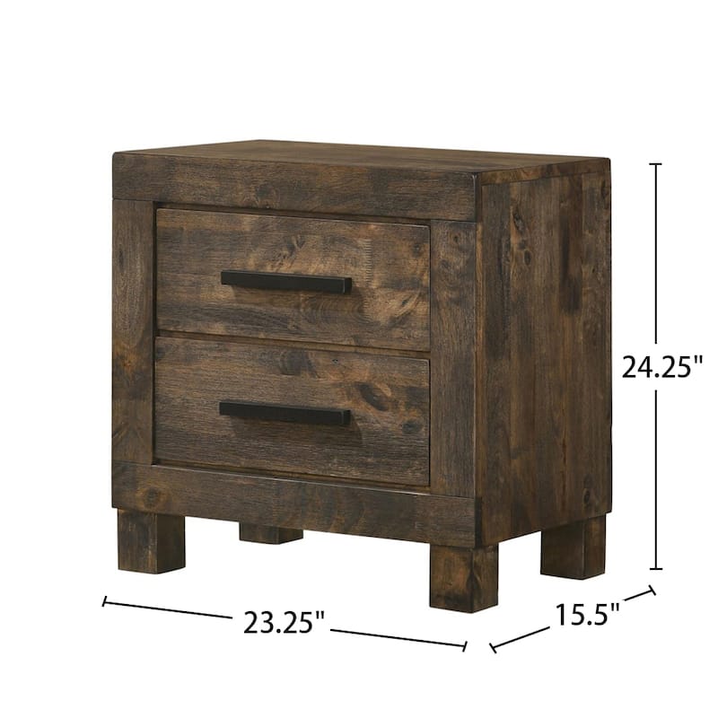 2 Drawers Wooden Nightstand in Golden Brown
