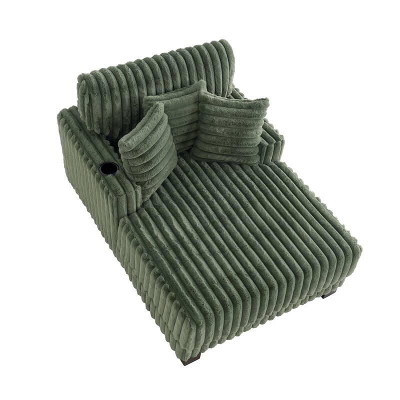 41.7" W Upholstered Plush Corduroy Chaise Lounge withe Pillows