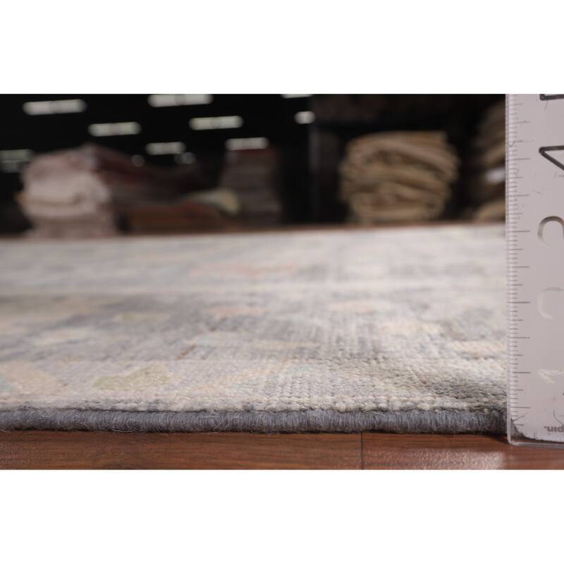 Vegetable Dye Oushak Oriental Area Rug Handmade Grey Wool Carpet - 8'4"x 9'11"
