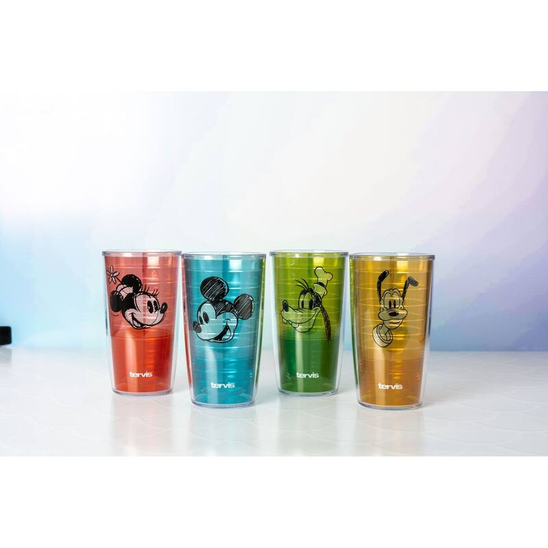 Tervis Disney Fundamentals Collection Made in USA Double Walled Insulated Travel Tumbler, Assorted - 16oz - 4pk