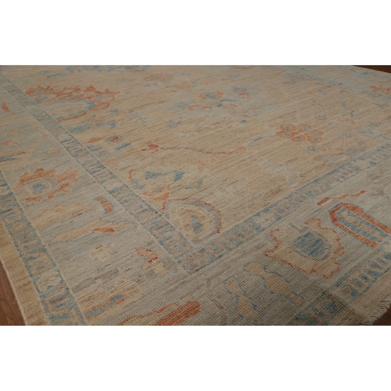 Vegetable Dye Oushak Turkish Area Rug Bedroom Handmade Wool Carpet - 6'3" x 9'0" - 6'3" x 9'0" - Salmon