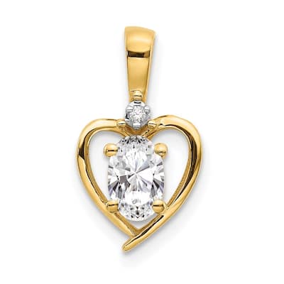 14k Yellow Gold Diamond and White Topaz Pendant for Necklace