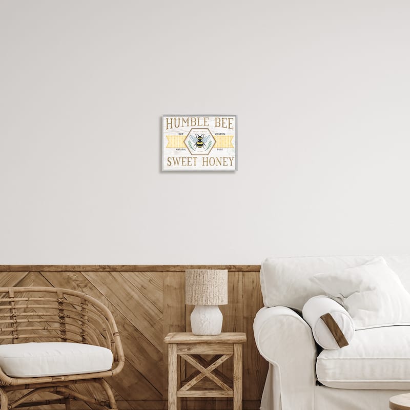 Stupell Sweet Honey Bumble Bee Sign Country Tartan Banner Framed Wall Art, Design by Jennifer Pugh