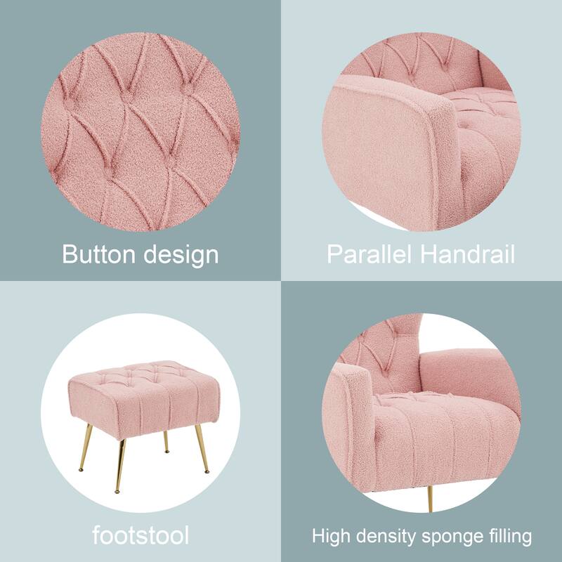 Upholstered Wingback Chair with Ottoman
