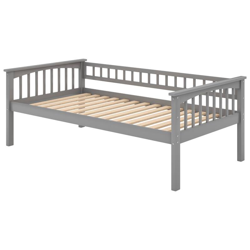 Solid Wood Twin Bunk Bed with Convertible Design, Drawers, and Fence Guardrails for Safe Sleeping
