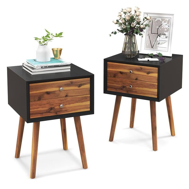 Nightstand with 2 Drawers Set of 2
