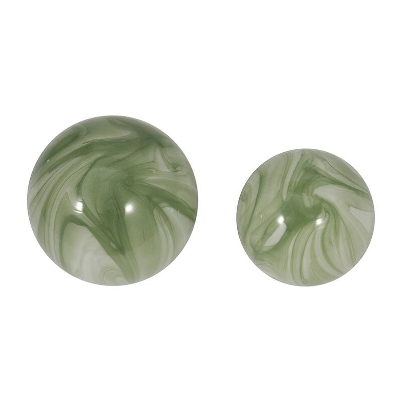 Sagebrook Home 5/6" Glass Orbs - A Timeless Addition to Home Decor Essentials, Set of 2 - 6" x 6" x 6"