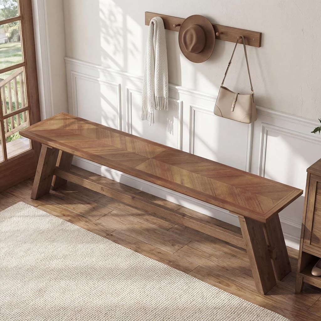 C-Shaped Solid Wood End Table, Modern Side Table with 2-Tier Storage, Minimal Rustic Couch Bedside Table Nightstand