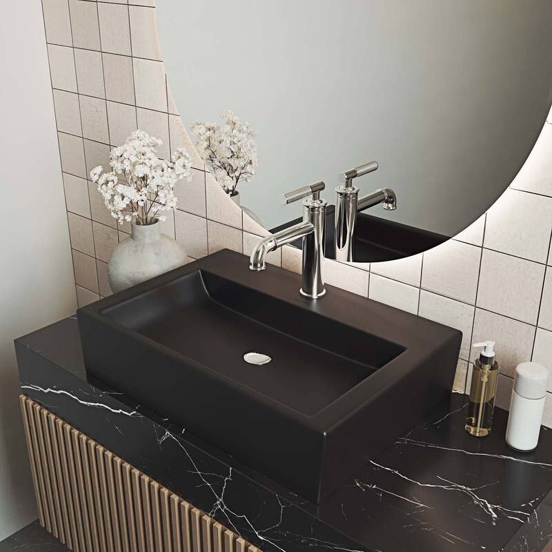 Swiss Madison SM-VS203 Claire 20" Rectangle Ceramic Vessel Sink - Matte Black