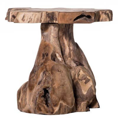 Harp & Finial Jakarta Side Table - Natural Finish on Teak Wood