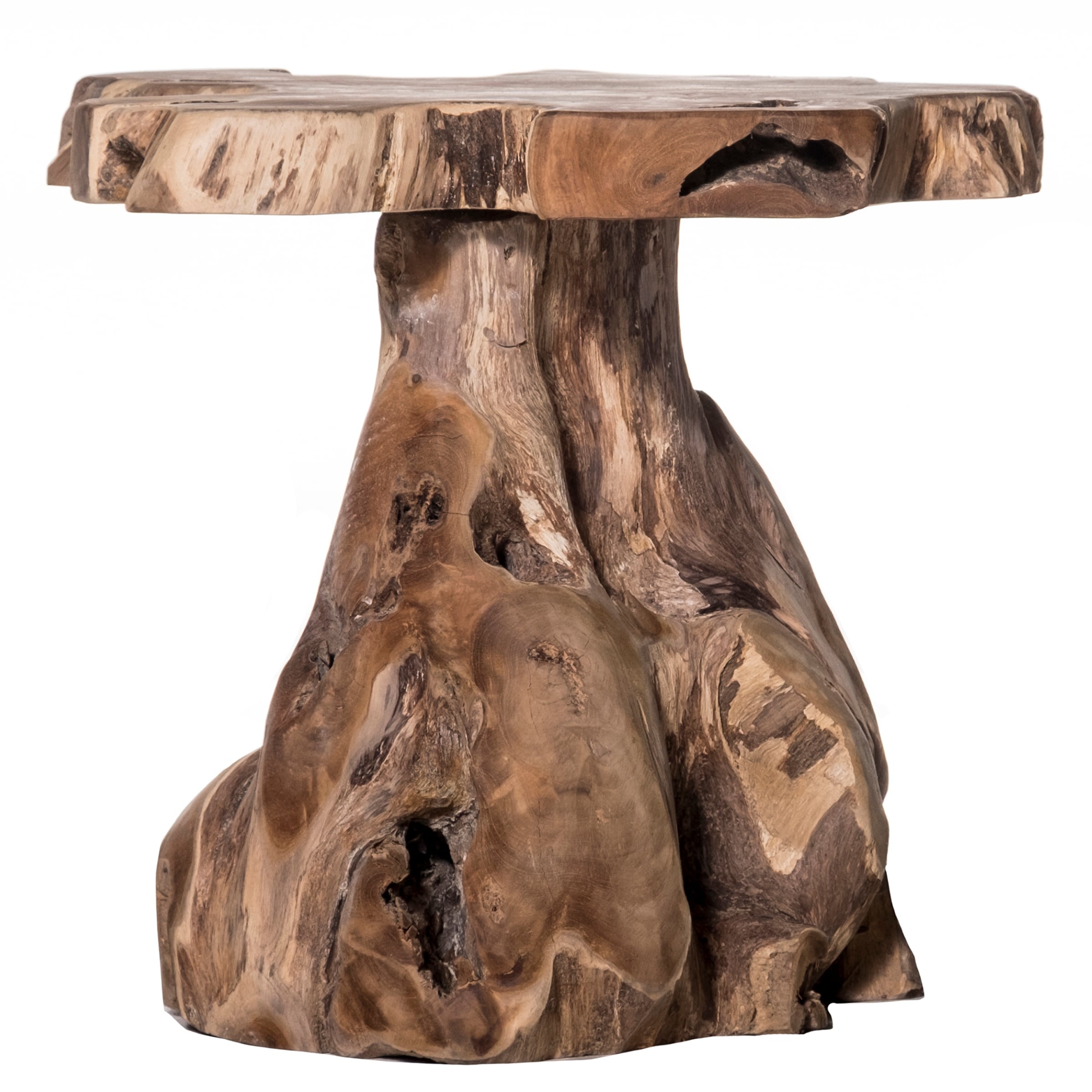 Harp & Finial Jakarta Side Table - Natural Finish on Teak Wood