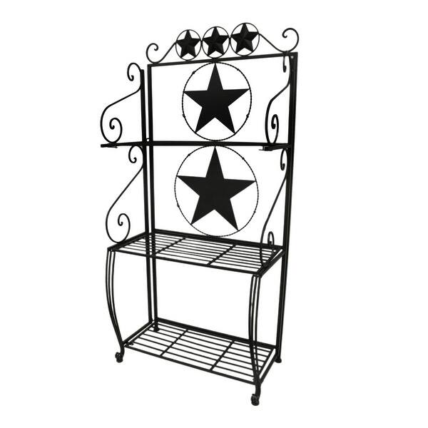 Shop Rustic Brown Western Stars And Scrolls 3 Shelf Metal Bakers Rack 59 X 27 5 X 15 Inches On Sale Overstock 17654722