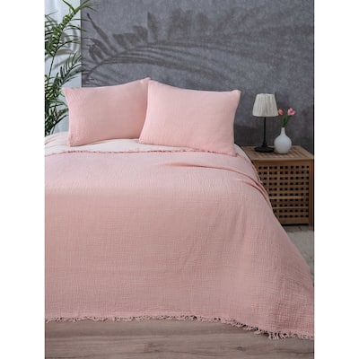 Muslin Blanket 4 Layers, Soft Bedspread, Turkish Cotton Muslin Bed Cover, Reversible Coverlet