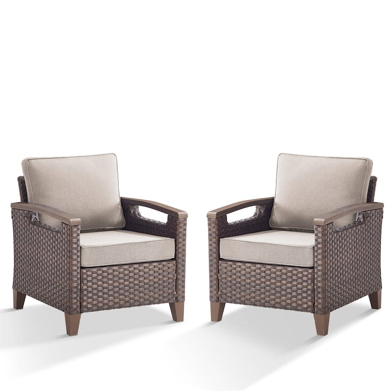 High Back Outdoor Patio Chairs Beige Cushion