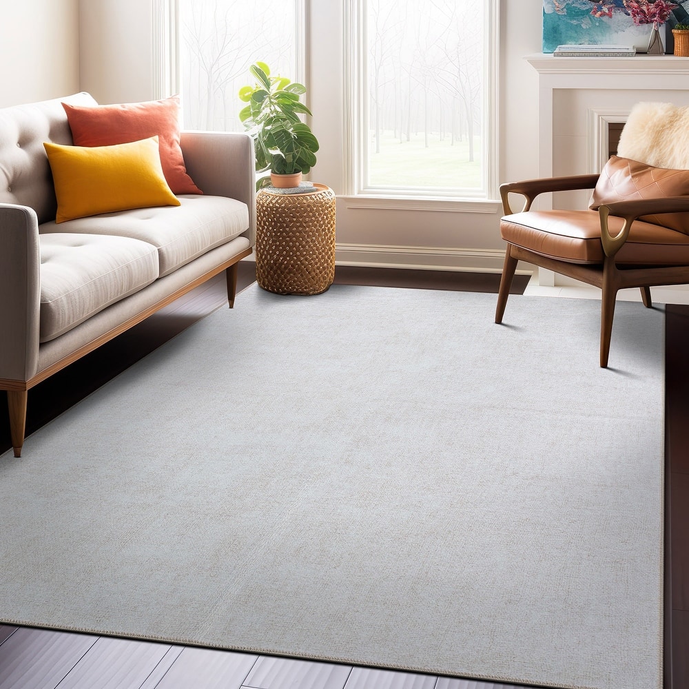 Contemporary Solid Machine Washable Area Rug