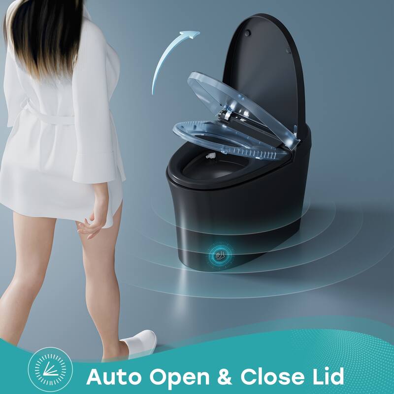 HOROW T36 Unique Elongated Smart Bidet Toilet 1.1 GPF in Black with Auto Flush, LED Screen, Booster Pump and Remote Control