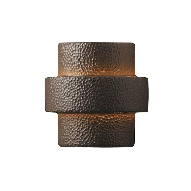 Justice Design Ambiance Iron Outdoor Large Step Wall Sconce