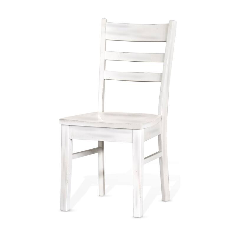 Sime Dining Chair Set of 2, Ladderback Design, Off White Mahogany Wood