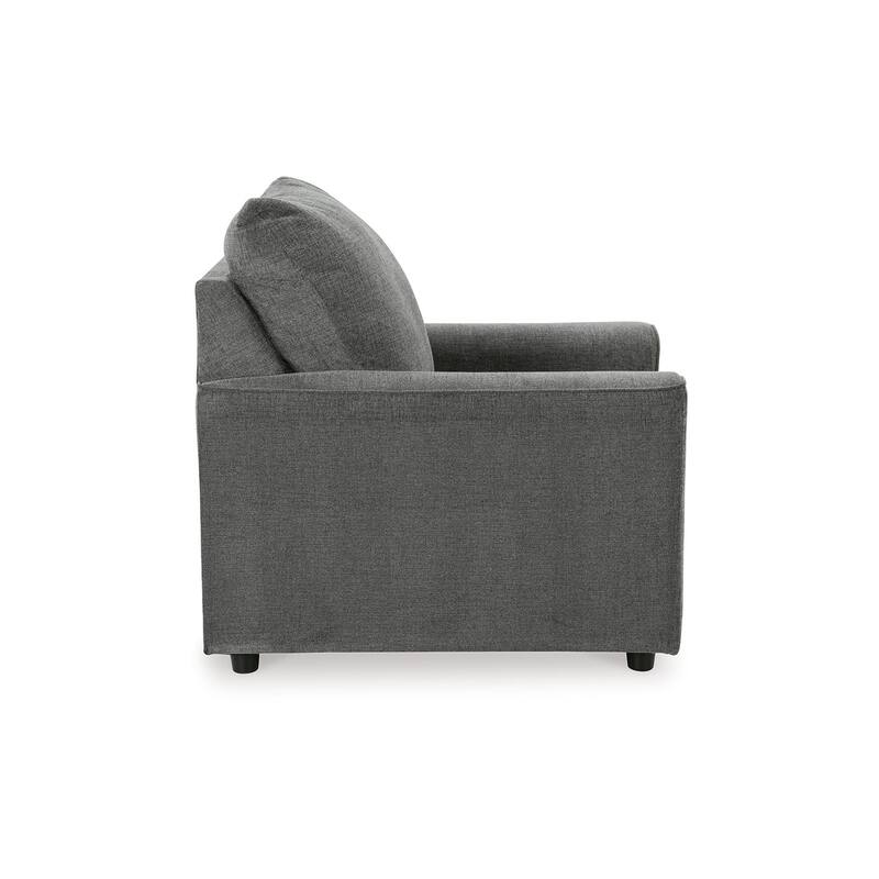 Ratty Armchair, 38 Inch, Gray Polyester, Track Armrests, Welt Trims