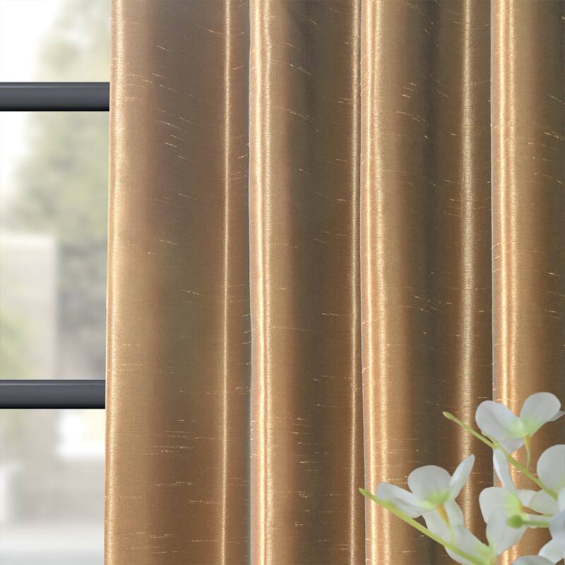 Exclusive Fabrics Blackout Textured Faux Dupioni Silk Curtains (1 Panel) - Luxurious Elegance and Superior Light Control