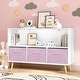 preview thumbnail 19 of 25, 35 in. W x 11 in. D x 24 in. H Wooden Kids Bookcase Toy Storage Cabinet with Collapsible Fabric Drawers