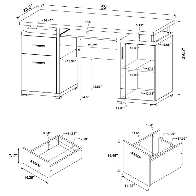 Tracy 55-inch 2-drawer Office Computer Desk