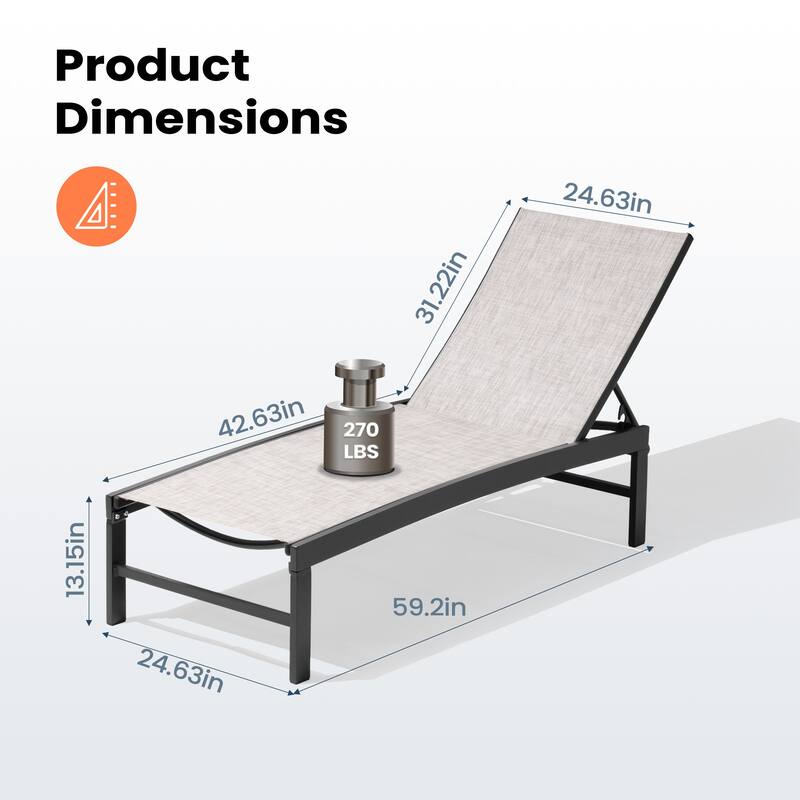 Outdoor Patio Adjustable Chaise Lounge Chair
