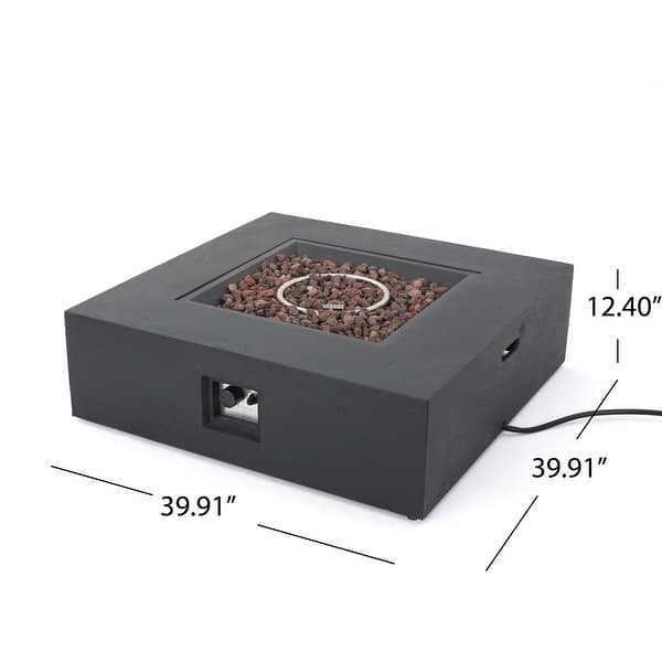 Aidan Outdoor 50,000 BTU Lightweight Concrete Square Fire Pit (No Tank ...