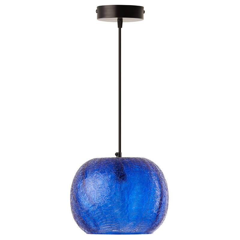 Sophia River of Goods Black Metal and Glass 9.8-Inch Pendant Light with Adjustable Hanging Cord - 9.8" x 9.8" x 9.8/68.8"