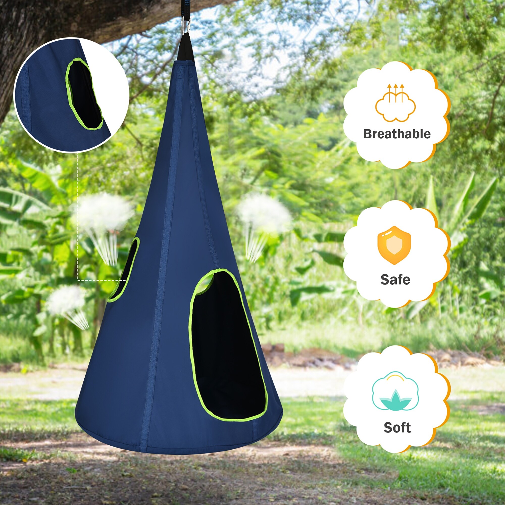 Goplus 32 Kids Nest Swing Chair Hanging Hammock Seat for Indoor