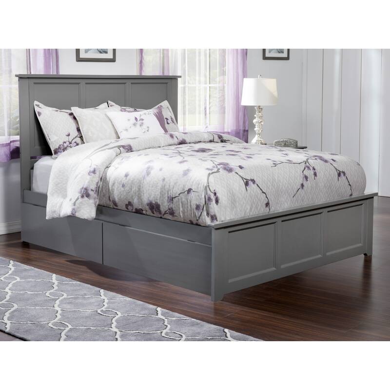 Platform Bed with Footboard & 2 Drawers - Storage Bed Frame - Slatted Support