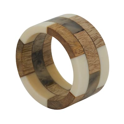 Napkin Rings With Wood Segments Design (Set of 4)