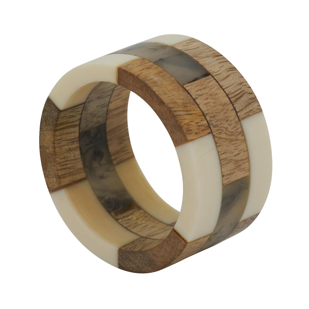 Napkin Rings With Wood Segments Design (Set of 4)