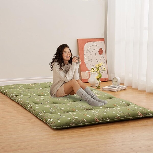 Futon Floor Mattress Japanese Style Floral Pattern Mattress for