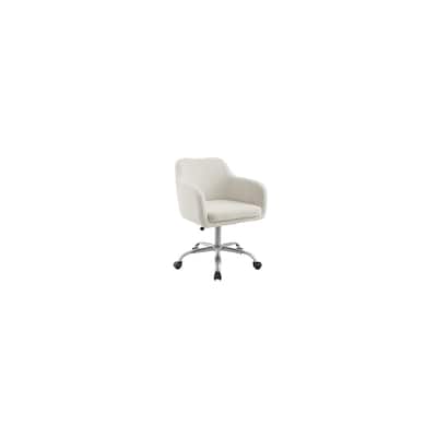 Sherpa Upholstered Office Chair with Barrel Back, Padded Armrests, Adjustable Height and Silver Base