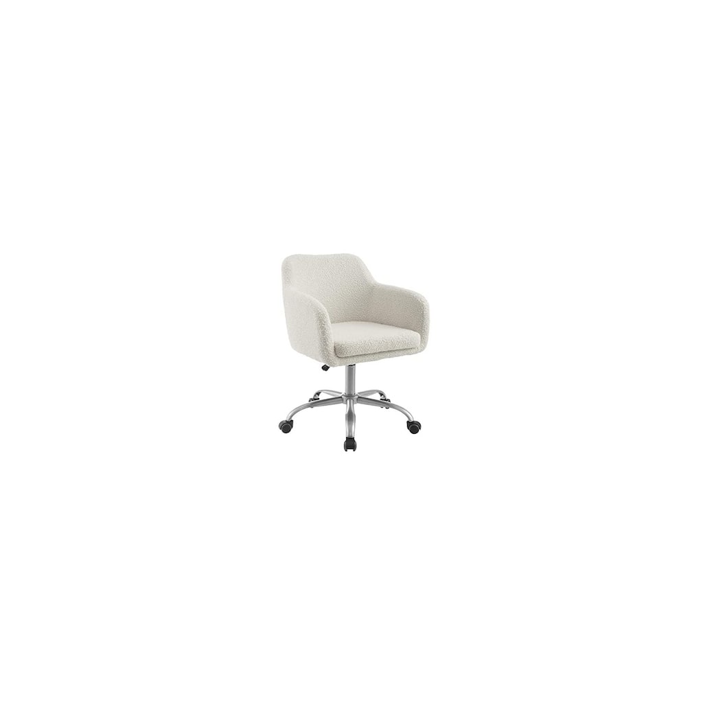 Sherpa Upholstered Office Chair with Barrel Back, Padded Armrests, Adjustable Height and Silver Base
