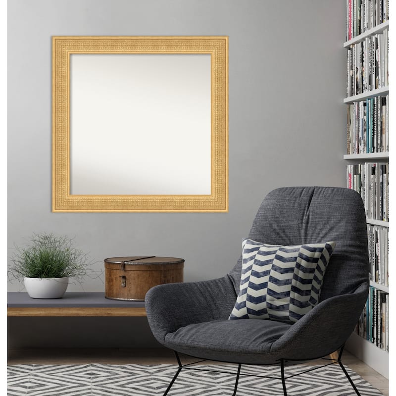 Trellis Non-Beveled Wood Framed Wall Mirror - Trellis Gold